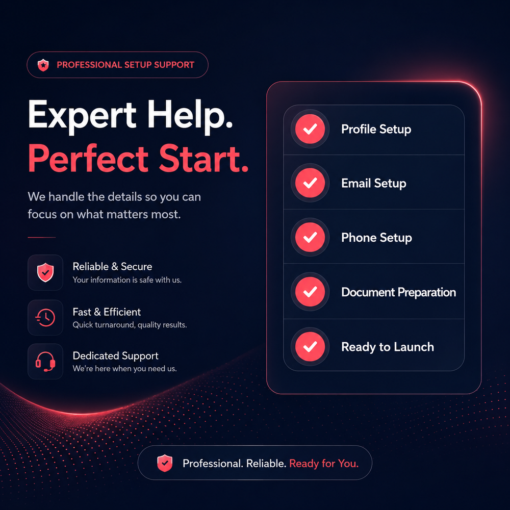 Buytrystlink.shop professional profile setup support card
